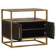 Chek 26’’ Side Table Nightstand 2 Doors 1 Shelf Dark Brown Gold Steel BM338863