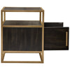 Chek 26’’ Side Table Nightstand 2 Doors 1 Shelf Dark Brown Gold Steel BM338863