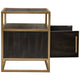 Chek 26’’ Side Table Nightstand 2 Doors 1 Shelf Dark Brown Gold Steel BM338863