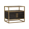 Chek 26’’ Side Table Nightstand 2 Doors 1 Shelf Dark Brown Gold Steel BM338863