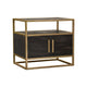 Chek 26’’ Side Table Nightstand 2 Doors 1 Shelf Dark Brown Gold Steel BM338863