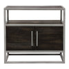 Chek 26’’ Side Table Nightstand 2 Doors 1 Shelf Dark Brown Silver Steel BM338864