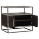 Chek 26’’ Side Table Nightstand 2 Doors 1 Shelf Dark Brown Silver Steel BM338864