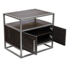 Chek 26’’ Side Table Nightstand 2 Doors 1 Shelf Dark Brown Silver Steel BM338864