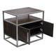 Chek 26’’ Side Table Nightstand 2 Doors 1 Shelf Dark Brown Silver Steel BM338864