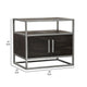 Chek 26’’ Side Table Nightstand 2 Doors 1 Shelf Dark Brown Silver Steel BM338864