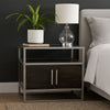 Chek 26" Side Table Nightstand, 2 Doors, 1 Shelf, Dark Brown, Silver Steel