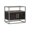 Chek 26’’ Side Table Nightstand 2 Doors 1 Shelf Dark Brown Silver Steel BM338864