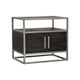 Chek 26’’ Side Table Nightstand 2 Doors 1 Shelf Dark Brown Silver Steel BM338864