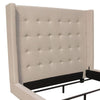 Seny Queen Size Bed | Button Tufted Wingback | Sand Brown Upholstery BM338866