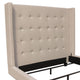 Seny Queen Size Bed | Button Tufted Wingback | Sand Brown Upholstery BM338866