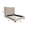 Seny Queen Size Bed | Button Tufted Wingback | Sand Brown Upholstery BM338866