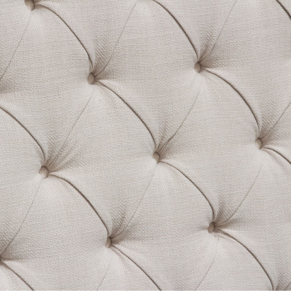 Zoa King Size Bed in Desert Sand Linen Upholstery Wingback Headboard