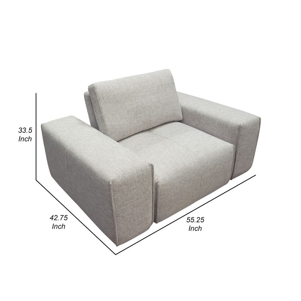 Joa Oversized Modular Chair w Adjustable Back Light Greige Polyester BM338873