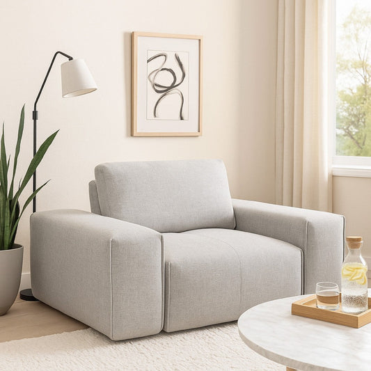 Joa Oversized Modular Chair w Adjustable Back, Light Greige Polyester