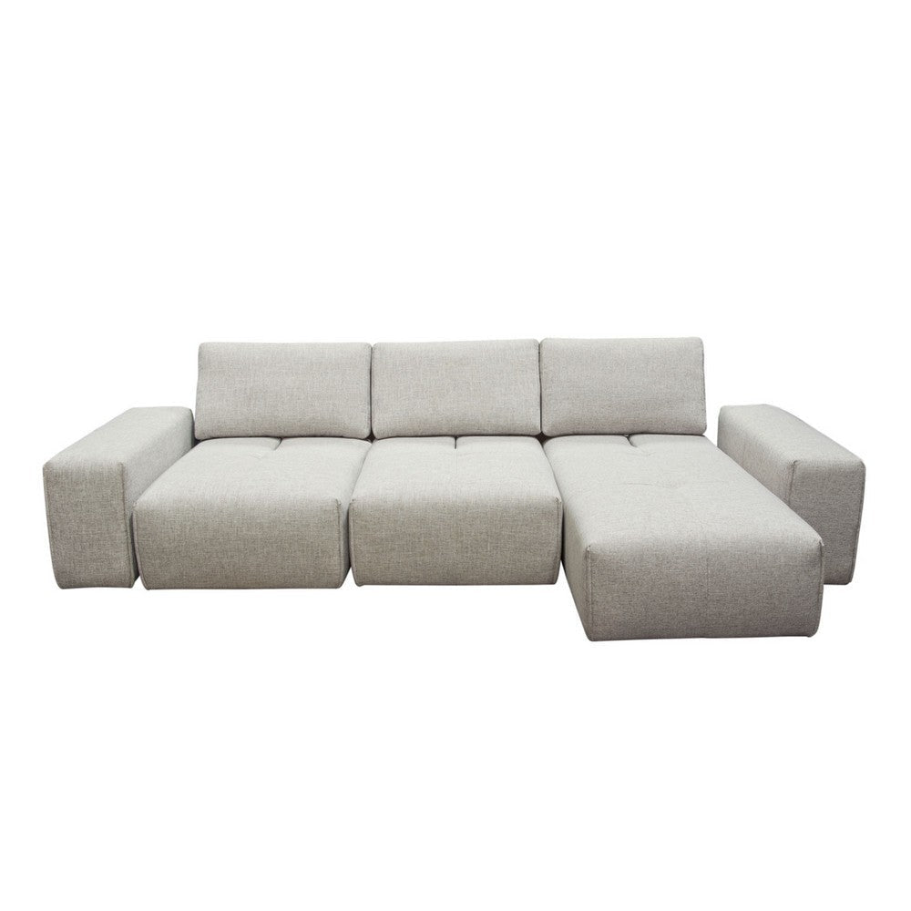 Joa 3 Seater L Sofa w Reversible Chaise Adjustable Back Light Greige BM338875