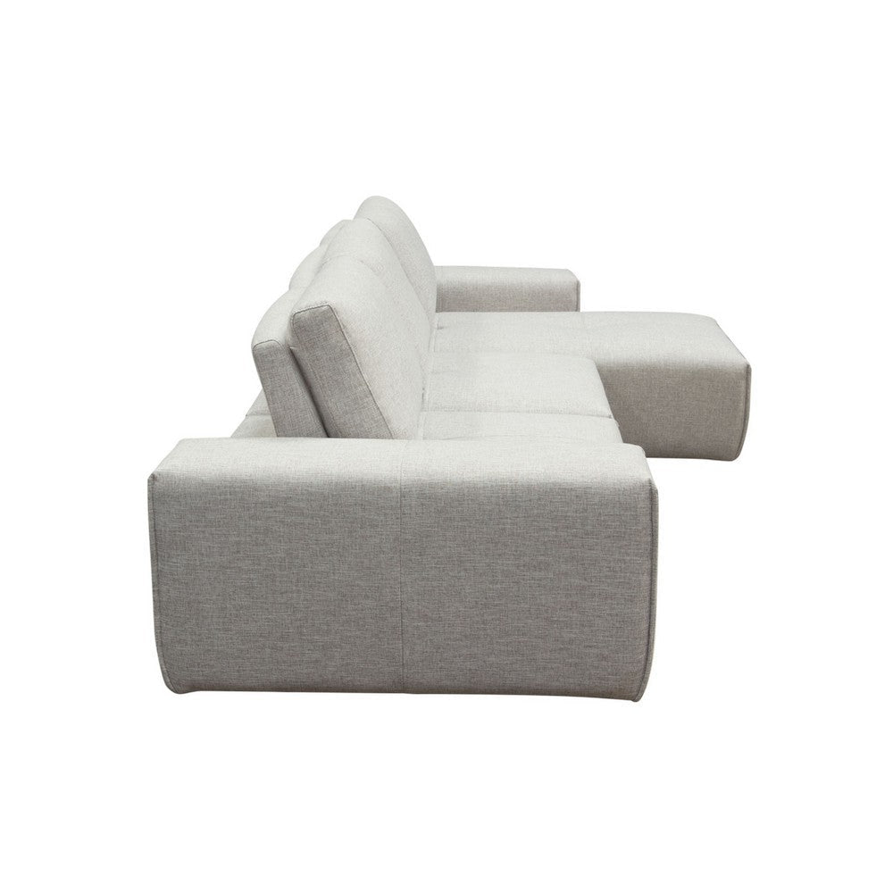 Joa 3 Seater L Sofa w Reversible Chaise Adjustable Back Light Greige BM338875