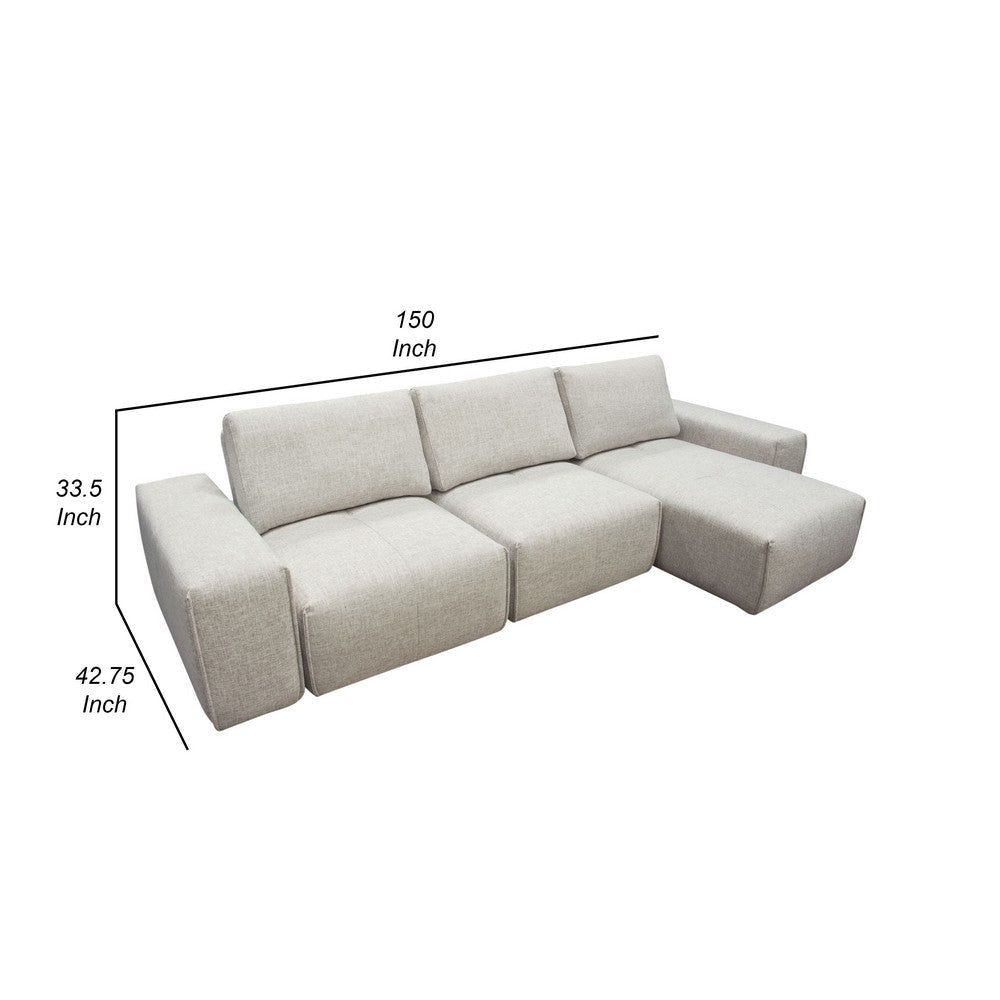 Joa 3 Seater L Sofa w Reversible Chaise Adjustable Back Light Greige BM338875