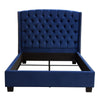 Mona Queen Size Bed Navy Blue Velvet Upholstery Nailhead Wingback BM338876