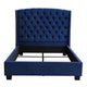 Mona Queen Size Bed Navy Blue Velvet Upholstery Nailhead Wingback BM338876