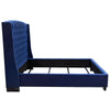 Mona Queen Size Bed Navy Blue Velvet Upholstery Nailhead Wingback BM338876