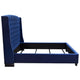 Mona Queen Size Bed Navy Blue Velvet Upholstery Nailhead Wingback BM338876