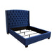 Mona Queen Size Bed Navy Blue Velvet Upholstery Nailhead Wingback BM338876