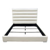 Hela Queen Size Bed Channel Tufted White Faux Leather Upholstery BM338878