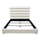 Hela Queen Size Bed Channel Tufted White Faux Leather Upholstery BM338878