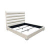 Hela Queen Size Bed Channel Tufted White Faux Leather Upholstery BM338878