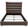 Hela Queen Size Bed Channel Tufted Taupe Gray Faux Leather Upholstery BM338880