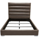 Hela Queen Size Bed Channel Tufted Taupe Gray Faux Leather Upholstery BM338880