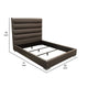 Hela Queen Size Bed Channel Tufted Taupe Gray Faux Leather Upholstery BM338880