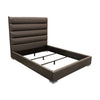 Hela Queen Size Bed Channel Tufted Taupe Gray Faux Leather Upholstery BM338880