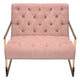 Masy Accent Chair Diamond Tufted Blush Pink Velvet Gold Steel Frame BM338882