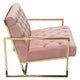 Masy Accent Chair Diamond Tufted Blush Pink Velvet Gold Steel Frame BM338882