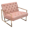 Masy Accent Chair, Diamond Tufted Blush Pink Velvet, Gold Steel Frame
