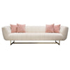Eva Sofa with 4 Pink Accent Pillows Cream and Gold Metal Base 98’’ BM338883