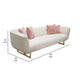 Eva Sofa with 4 Pink Accent Pillows Cream and Gold Metal Base 98’’ BM338883