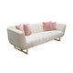 Eva Sofa with 4 Pink Accent Pillows Cream and Gold Metal Base 98’’ BM338883