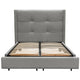 Bea Queen Size Bed with Storage Footboard Gray Faux Linen Upholstery
