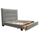 Bea Queen Size Bed with Storage Footboard Gray Faux Linen Upholstery