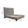 Bea Queen Size Bed with Storage Footboard Gray Faux Linen Upholstery