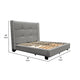 Bea Queen Size Bed with Storage Footboard Gray Faux Linen Upholstery