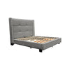Bea Queen Size Bed with Storage Footboard Gray Faux Linen Upholstery