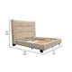 Bea Queen Bed with Storage Footboard Sand Brown Faux Linen Upholstery