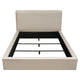 Zea King Size Bed Sand Beige Polyester Upholstered Low Profile Frame