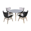 Qupo 5pc Outdoor Dining Set | Superstone Top | 4 Black Handwoven Rope Chairs