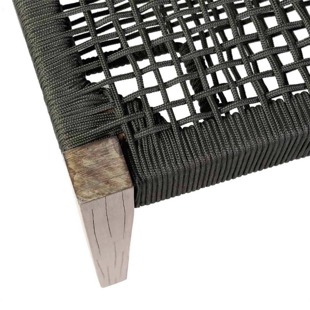 Rwan Patio Dining Bench | 71’’ Gray Woven Seat | Brown Wood Frame BM338899