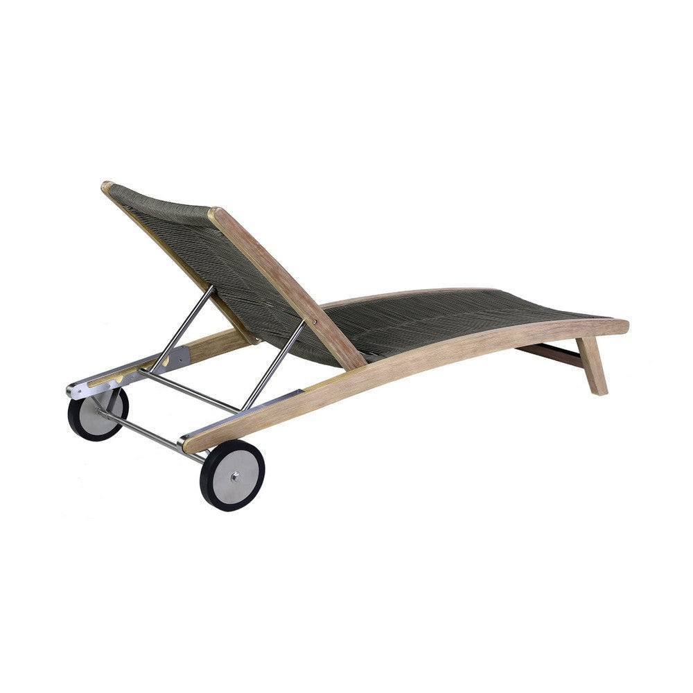 Gyoi Patio Chaise Lounger | 5 Level Adjustment | 72’’ Brown Wood Body BM338901